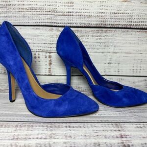 Elegant Blue Suede Women's Heels